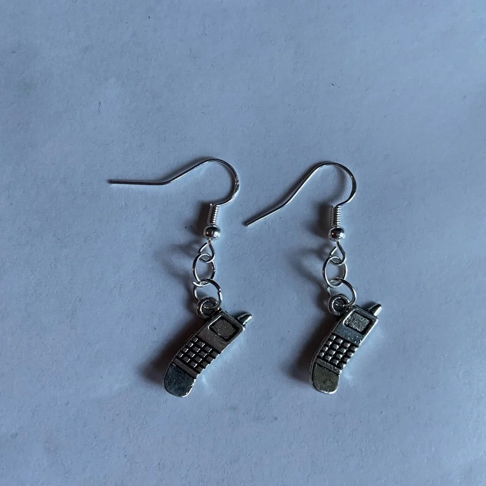 Vintage flip cell phone earrings sterling silver - Picture 2 of 2